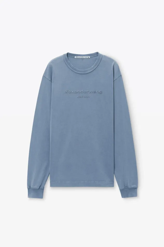 Alexander Wang UnisexWomenMen Glitter Puff Logo LongSleeve Tee In Cotton