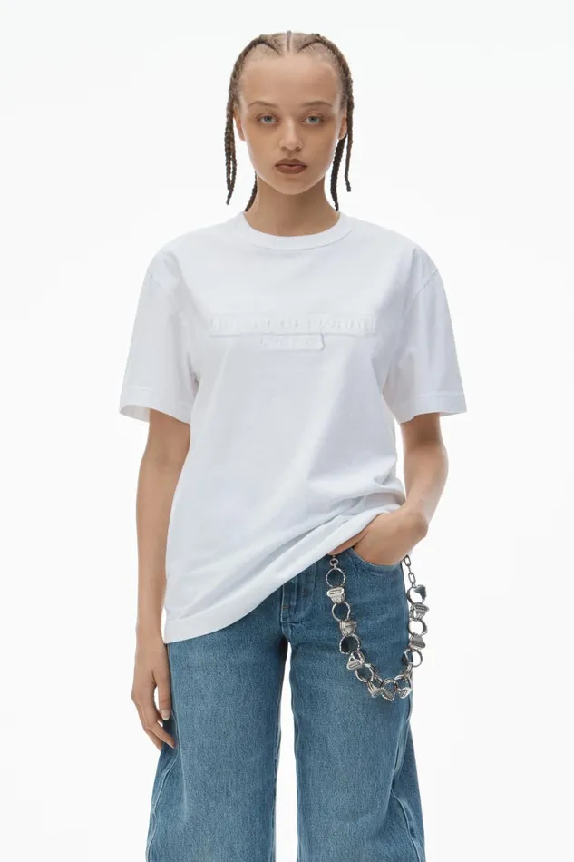 Alexander Wang UnisexWomenMen Unisex Tee With Distressed Logo In Cotton Jersey