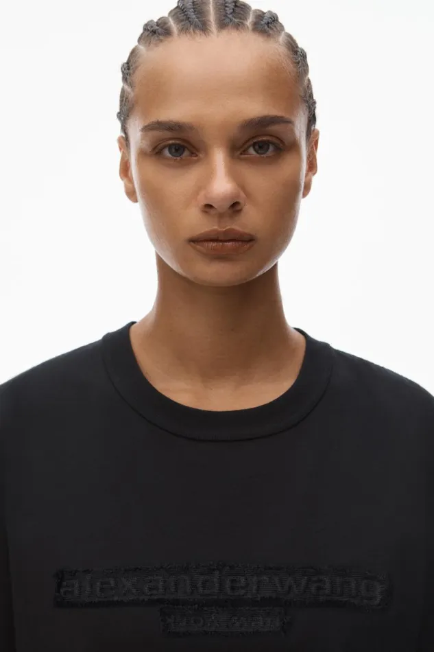 Alexander Wang UnisexWomenMen Unisex Tee With Distressed Logo In Cotton Jersey
