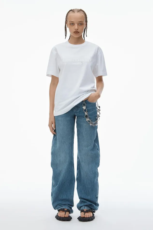 Alexander Wang UnisexWomenMen Unisex Tee With Distressed Logo In Cotton Jersey