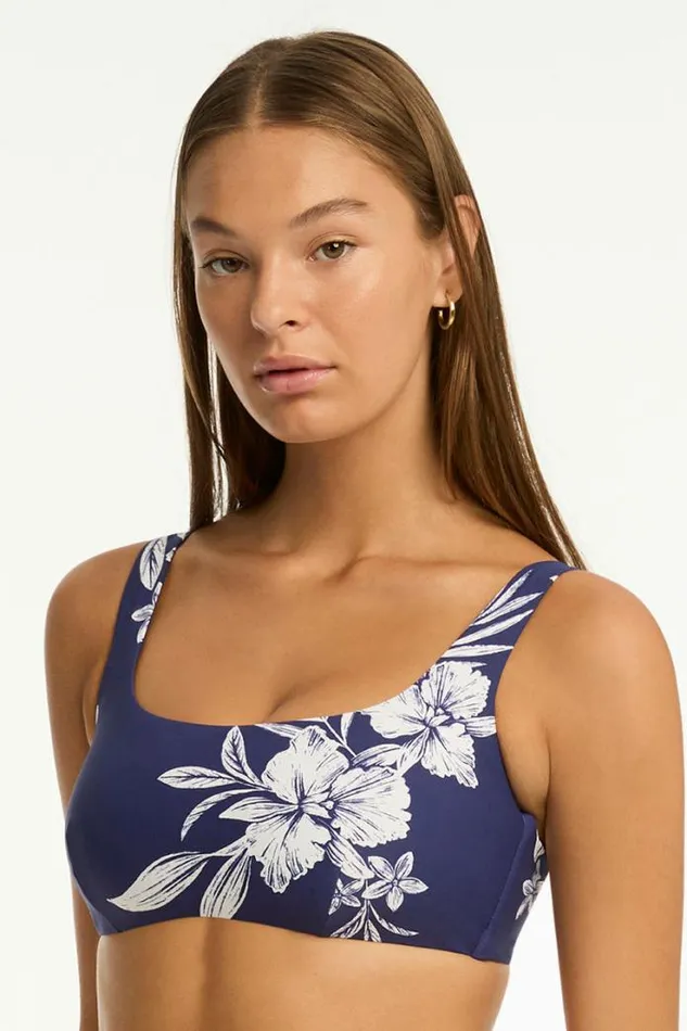Aloha Low Square Neck Bra Aloha French Navy Women Sea Level Tops