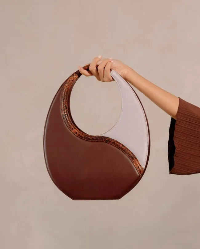 ALOHAS Bags The O Venti Indo 8211 Brown And Mauve Leather Bag 8211 Women