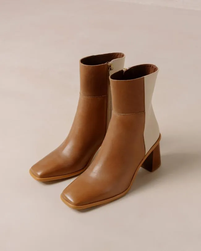 ALOHAS Boots West 8211 Cream And Brown Leather Ankle Boots 8211 Women