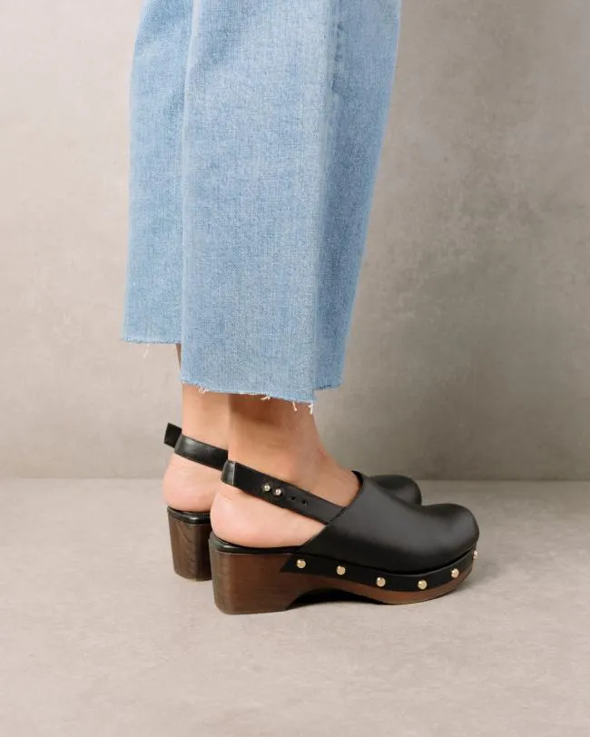 ALOHAS Clogs Vinyl 8211 Black Leather Clogs 8211 Women