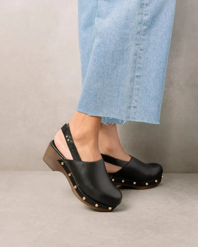 ALOHAS Clogs Vinyl 8211 Black Leather Clogs 8211 Women
