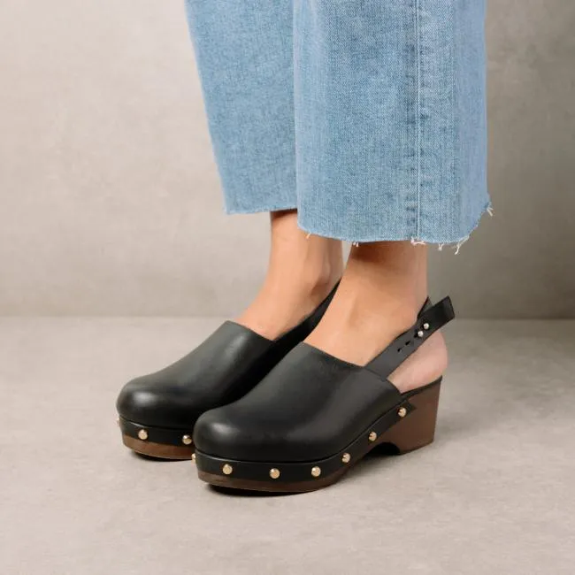 ALOHAS Clogs Vinyl 8211 Black Leather Clogs 8211 Women