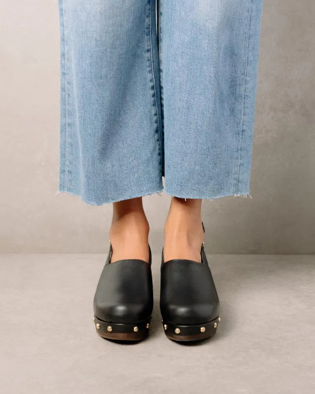 ALOHAS Clogs Vinyl 8211 Black Leather Clogs 8211 Women