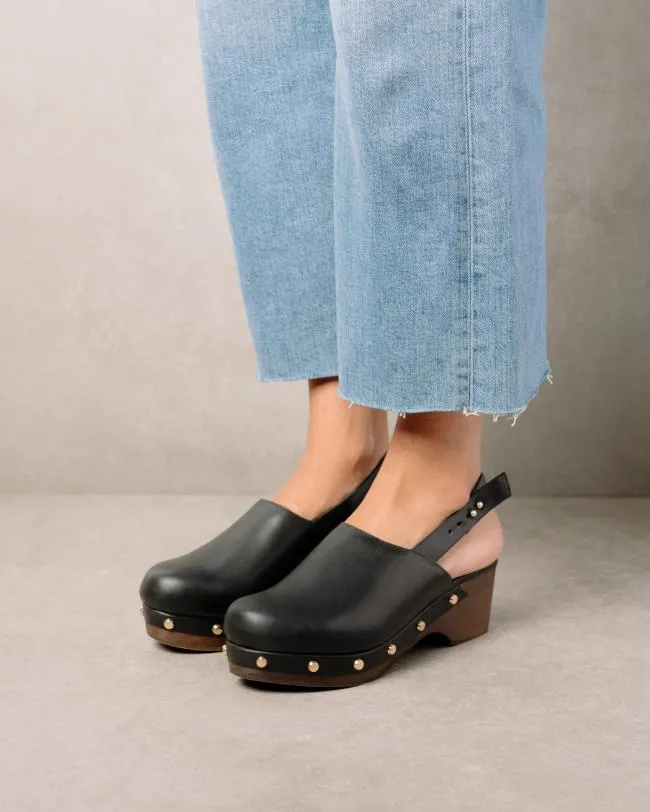 ALOHAS Clogs Vinyl 8211 Black Leather Clogs 8211 Women