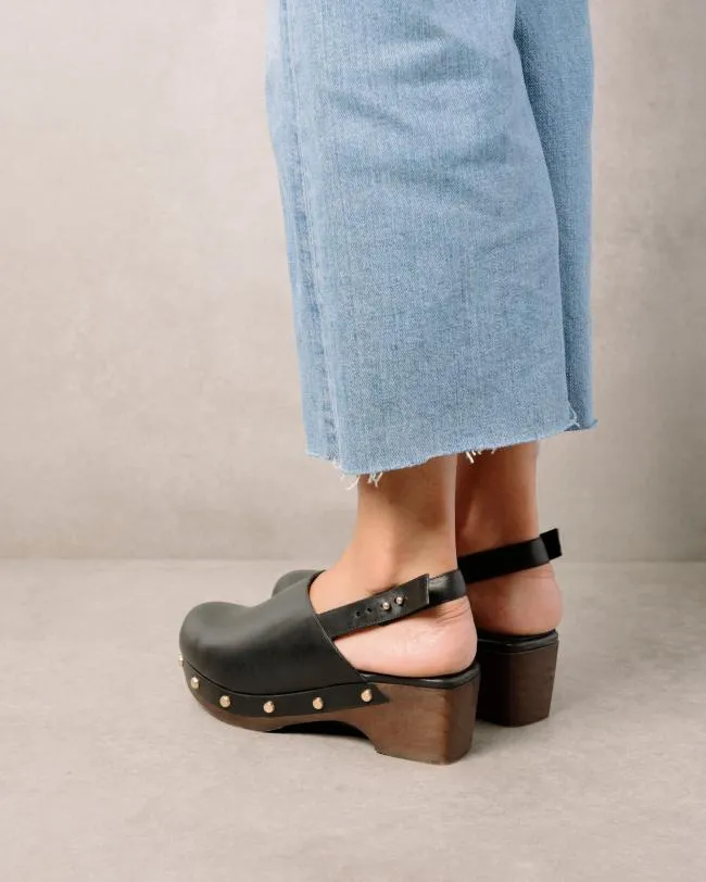 ALOHAS Clogs Vinyl 8211 Black Leather Clogs 8211 Women