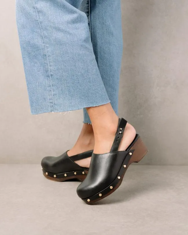 ALOHAS Clogs Vinyl 8211 Black Leather Clogs 8211 Women