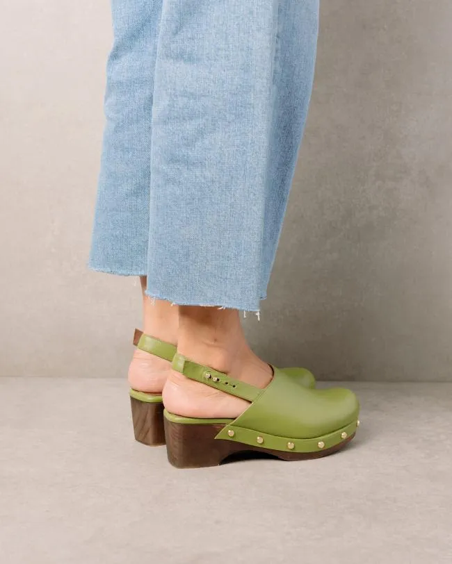 ALOHAS Clogs Vinyl 8211 Green Leather Clogs 8211 Women
