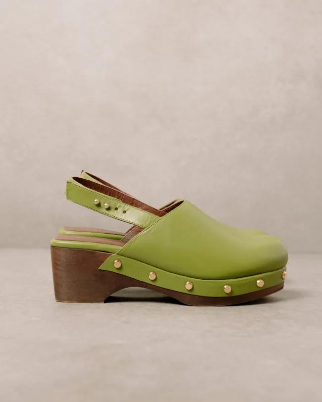 ALOHAS Clogs Vinyl 8211 Green Leather Clogs 8211 Women