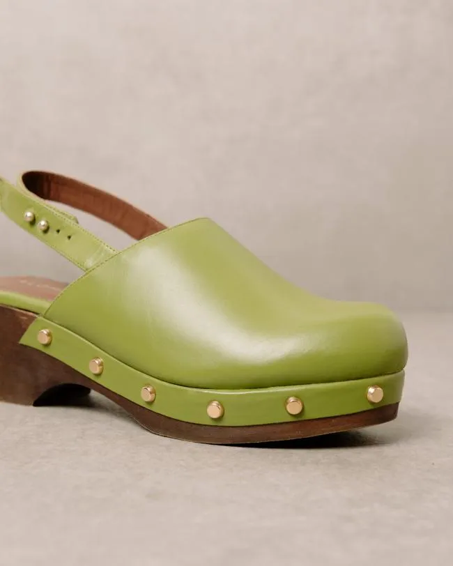 ALOHAS Clogs Vinyl 8211 Green Leather Clogs 8211 Women