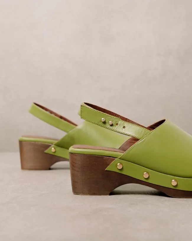 ALOHAS Clogs Vinyl 8211 Green Leather Clogs 8211 Women