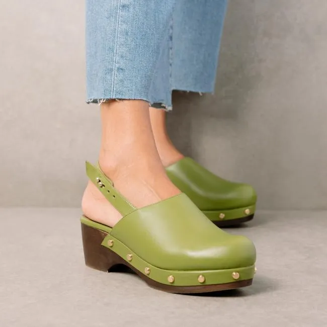 ALOHAS Clogs Vinyl 8211 Green Leather Clogs 8211 Women