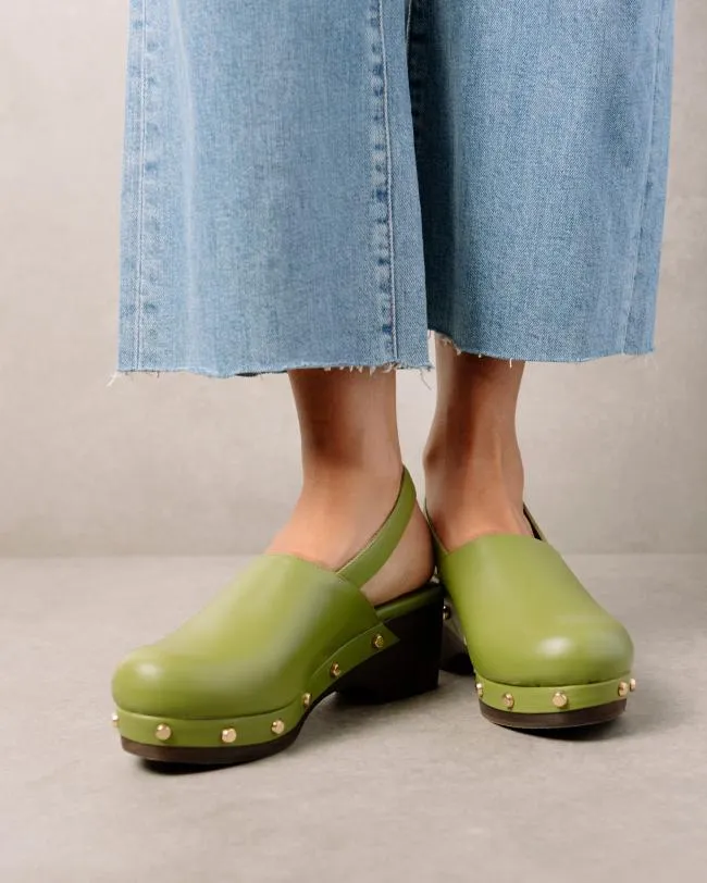 ALOHAS Clogs Vinyl 8211 Green Leather Clogs 8211 Women