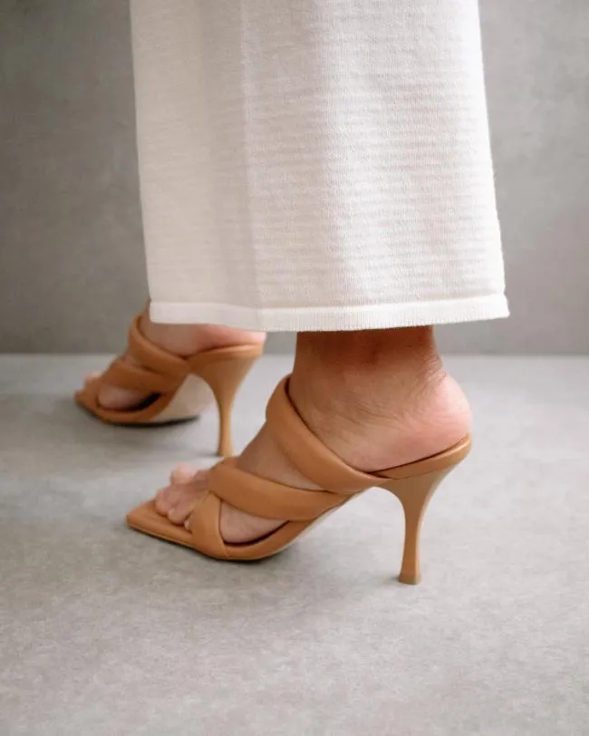 ALOHAS Heels Amaretto 8211 Brown Leather Sandals 8211 Women