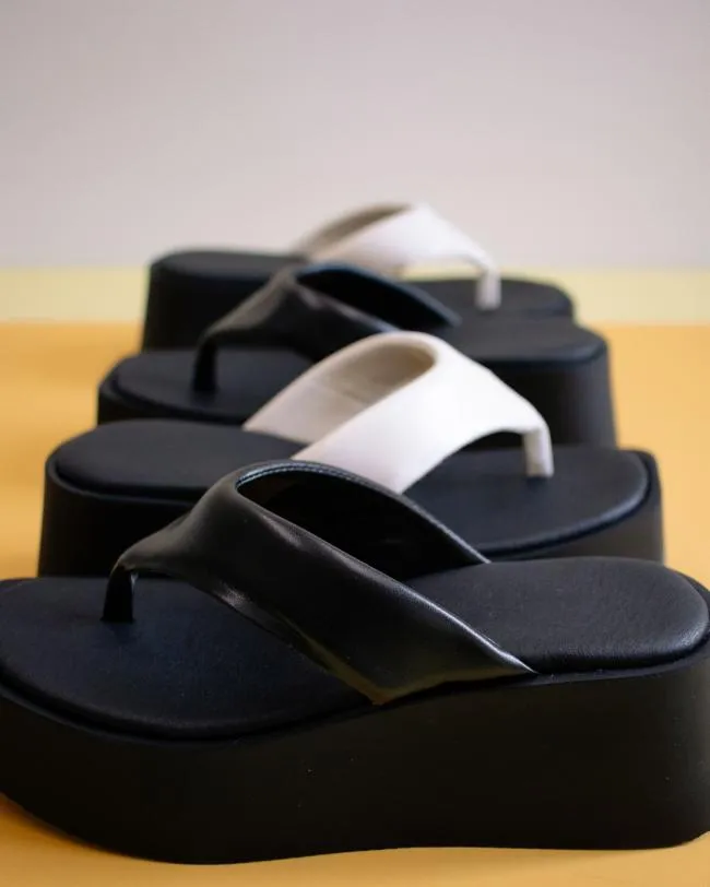 ALOHAS Heels Pancake 8211 White Vegan Leather Sandals 8211 Women