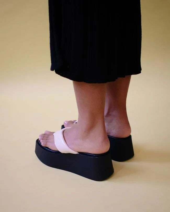 ALOHAS Heels Pancake 8211 White Vegan Leather Sandals 8211 Women