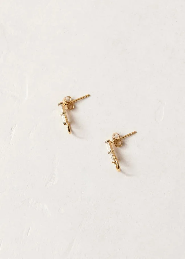 ALOHAS Jewelry Nest 8211 White Crystal Gold Plated Earrings 8211 Women