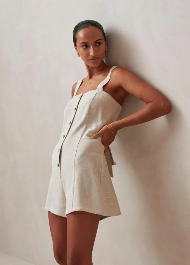ALOHAS Jumpsuits Moira 8211 Beige Linen Romper 8211 Women
