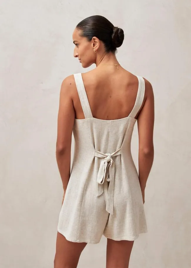 ALOHAS Jumpsuits Moira 8211 Beige Linen Romper 8211 Women