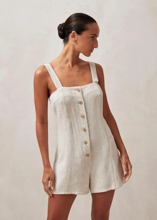 ALOHAS Jumpsuits Moira 8211 Beige Linen Romper 8211 Women