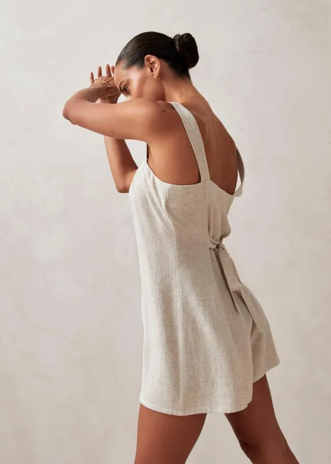 ALOHAS Jumpsuits Moira 8211 Beige Linen Romper 8211 Women