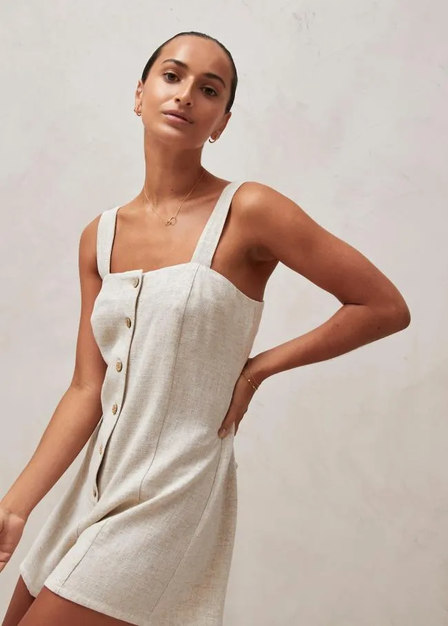 ALOHAS Jumpsuits Moira 8211 Beige Linen Romper 8211 Women