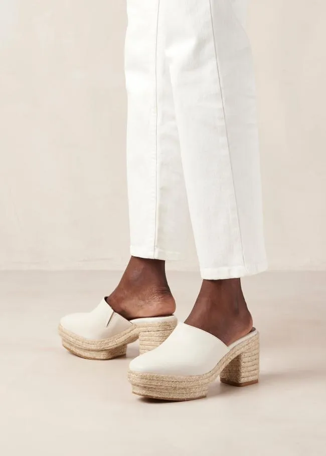 ALOHAS Mules Pico 8211 White Leather Espadrilles 8211 Women