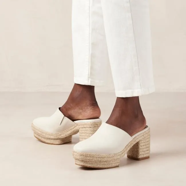 ALOHAS Mules Pico 8211 White Leather Espadrilles 8211 Women