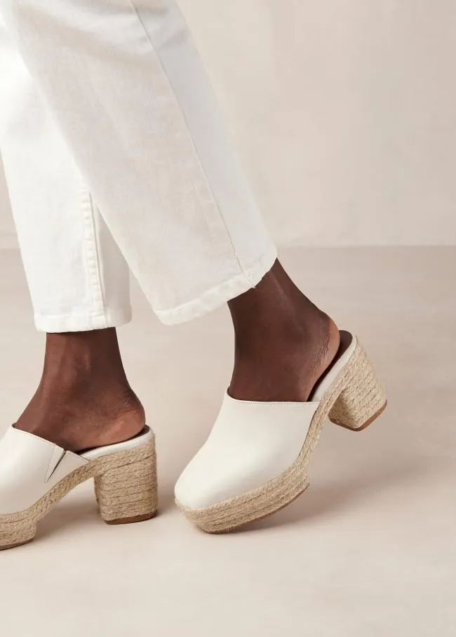 ALOHAS Mules Pico 8211 White Leather Espadrilles 8211 Women