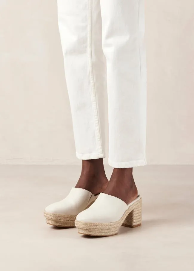 ALOHAS Mules Pico 8211 White Leather Espadrilles 8211 Women