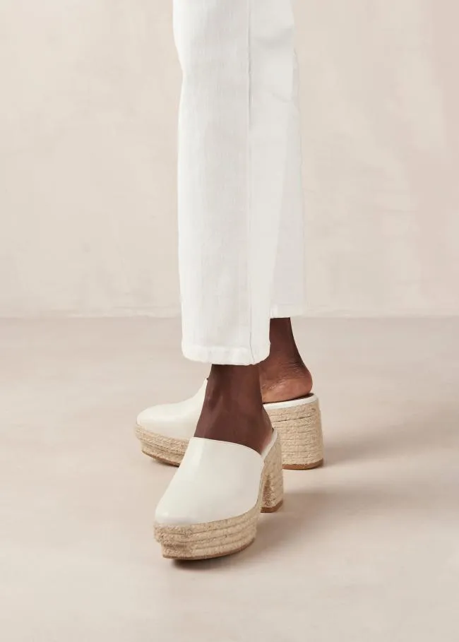 ALOHAS Mules Pico 8211 White Leather Espadrilles 8211 Women