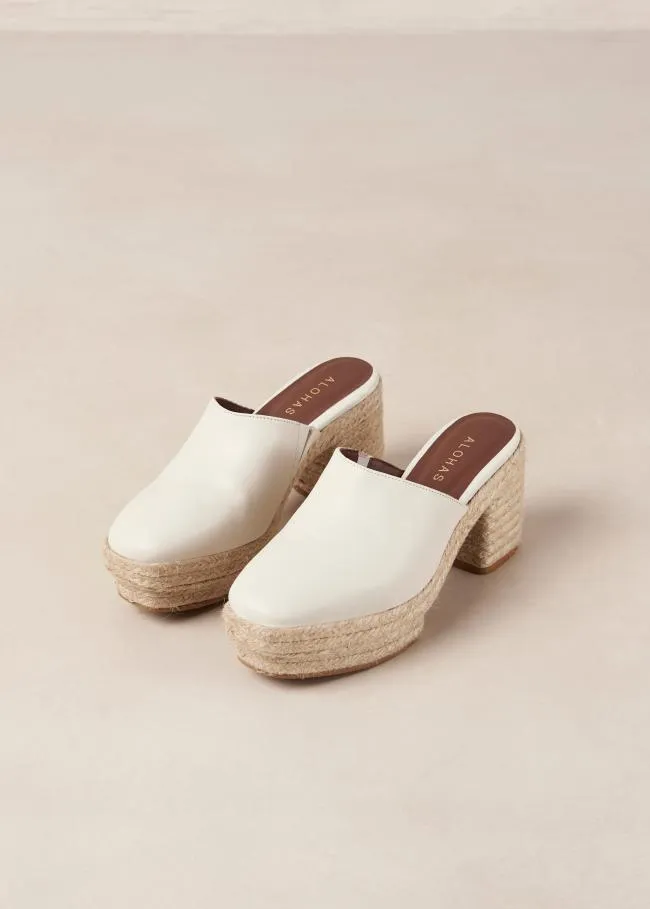 ALOHAS Mules Pico 8211 White Leather Espadrilles 8211 Women