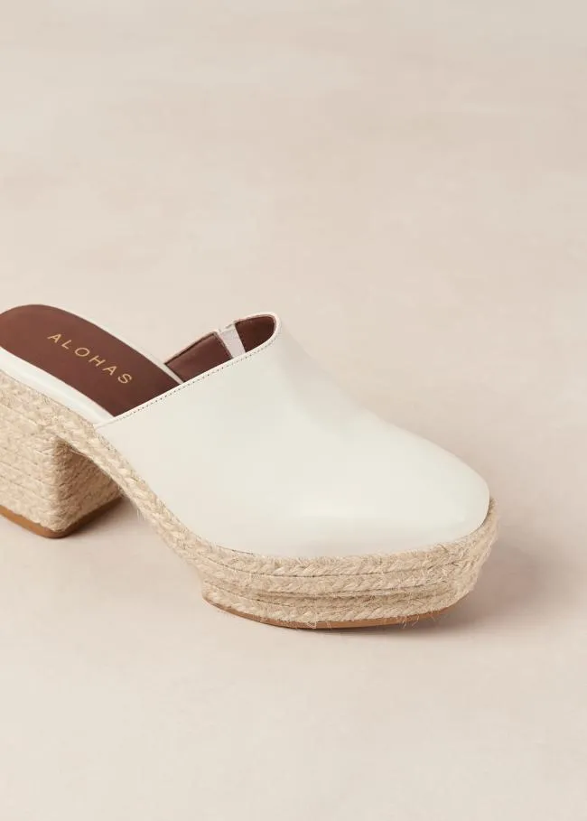 ALOHAS Mules Pico 8211 White Leather Espadrilles 8211 Women