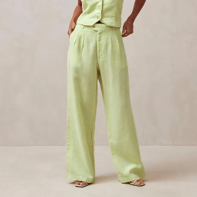 ALOHAS Pants Kaede 8211 Green Linen Pants 8211 Women