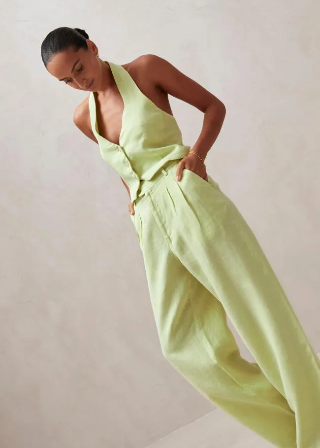 ALOHAS Pants Kaede 8211 Green Linen Pants 8211 Women