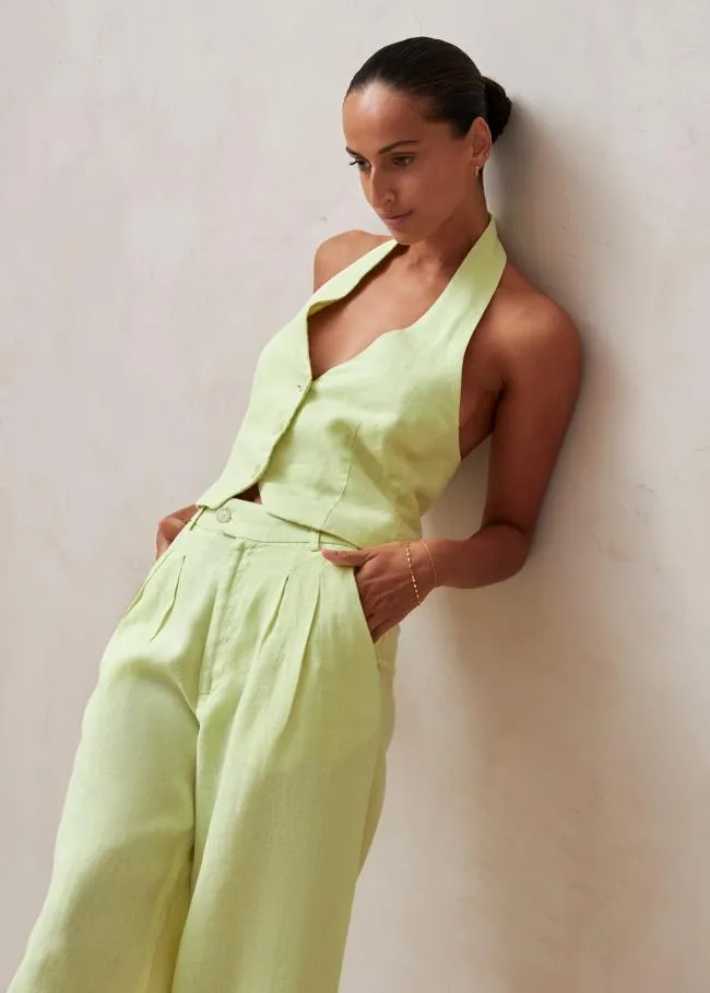 ALOHAS Pants Kaede 8211 Green Linen Pants 8211 Women