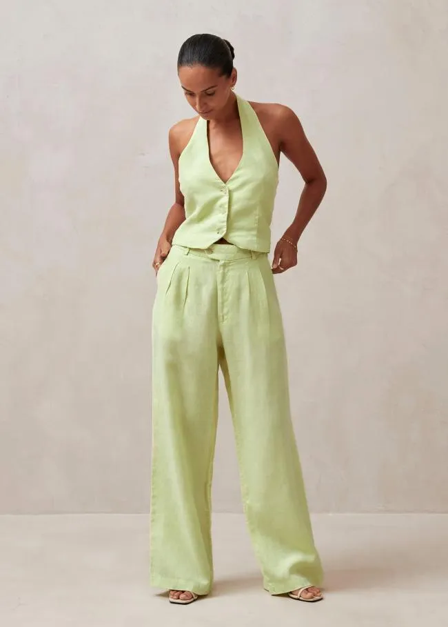 ALOHAS Pants Kaede 8211 Green Linen Pants 8211 Women