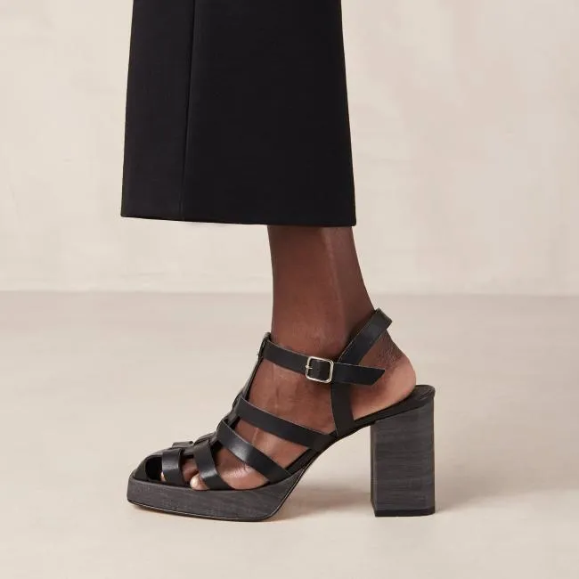 ALOHAS Sandals Rollers 8211 Black Vegan Leather Sandals 8211 Women