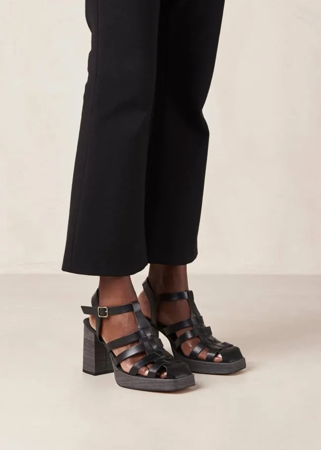 ALOHAS Sandals Rollers 8211 Black Vegan Leather Sandals 8211 Women