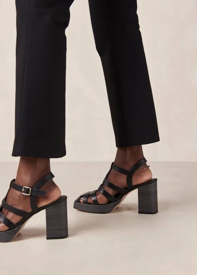 ALOHAS Sandals Rollers 8211 Black Vegan Leather Sandals 8211 Women