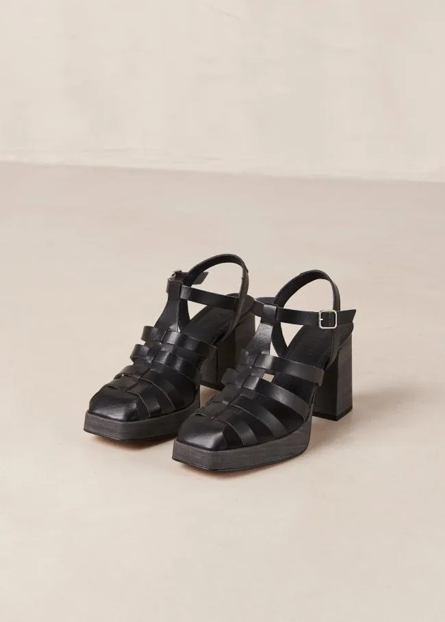 ALOHAS Sandals Rollers 8211 Black Vegan Leather Sandals 8211 Women