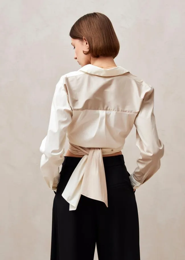 ALOHAS Shirts Angela 8211 Cream And Beige Cotton Shirt 8211 Women