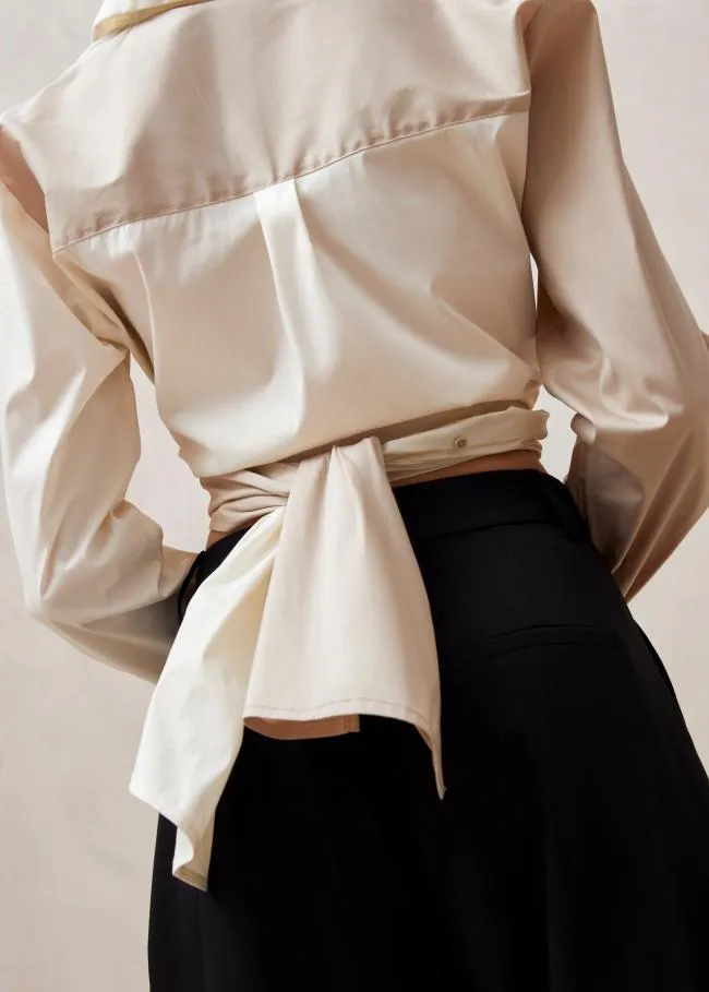 ALOHAS Shirts Angela 8211 Cream And Beige Cotton Shirt 8211 Women