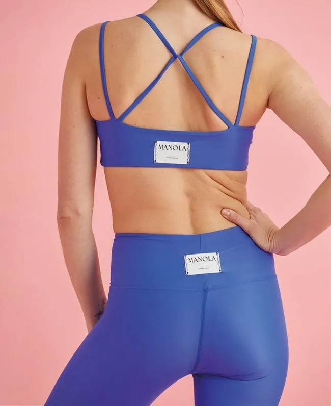 ALOHAS Sportswear Crossed Back 8211 Blue Cotton Top 8211 Women
