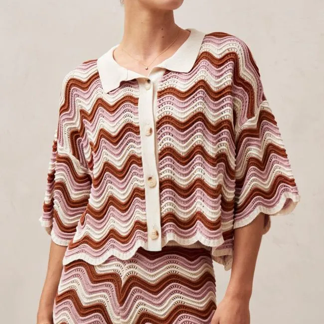 ALOHAS Sweaters and Cardigans Messina 8211 Pink and Brown Multicolor Knit Sweater 8211 Women