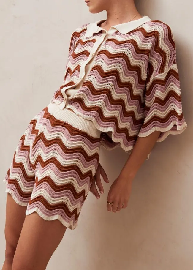 ALOHAS Sweaters and Cardigans Messina 8211 Pink and Brown Multicolor Knit Sweater 8211 Women
