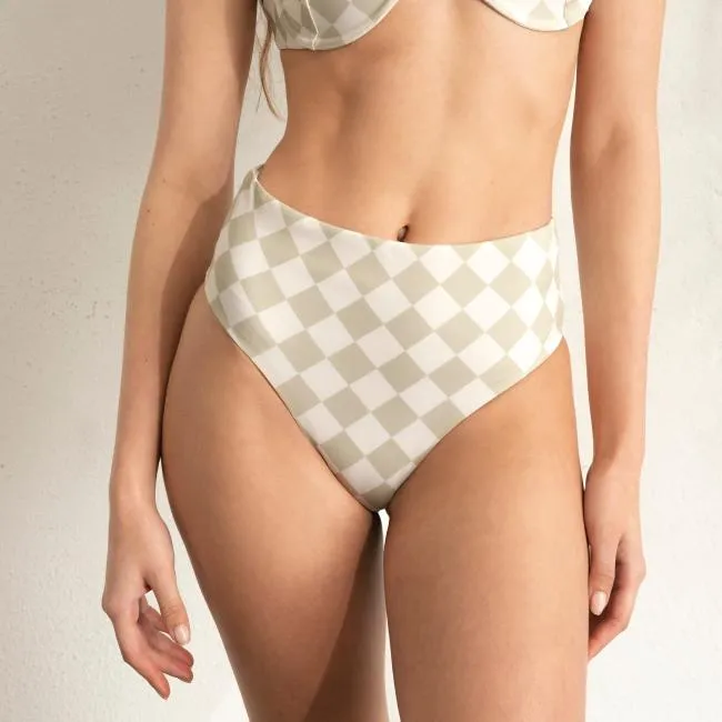 ALOHAS Swimwear The Pentagon 8211 White And Green Recycled Nylon Bikini Bottom 8211 Women